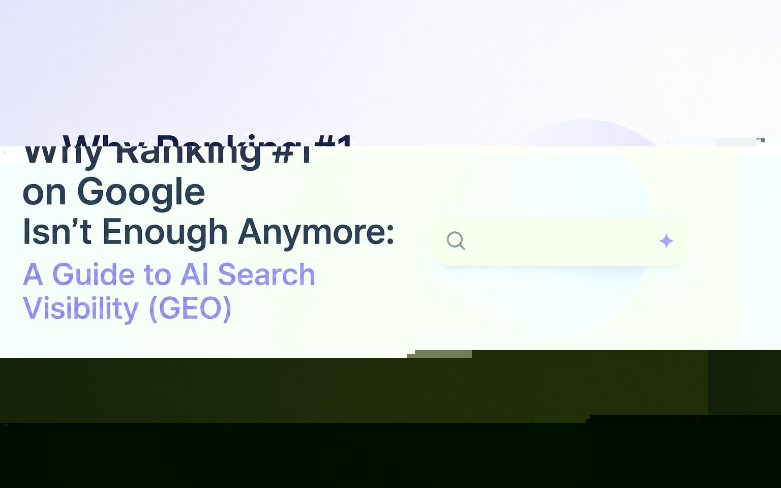 GEO AI Search Visibility 2026 blog cover graphic with search bar icon